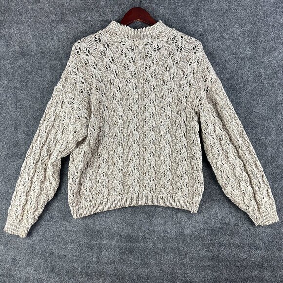 David Brett Sweater Womens Large Beige Loose Knit Ribbed Hem Pullover - Picture 6 of 7